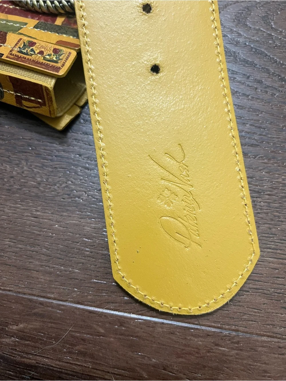 Patricia Nash Vintage Style Yellow Patchwork Stretch Belt